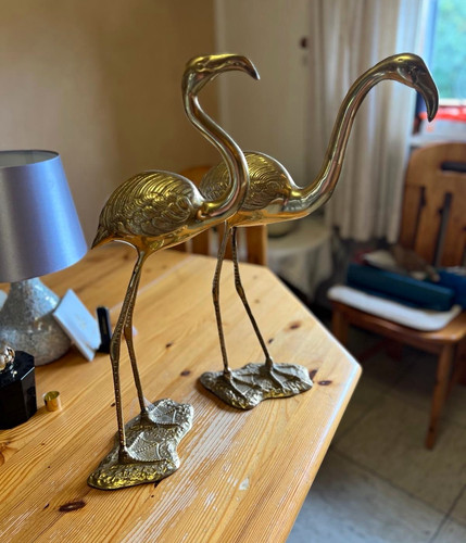 Gilde flamingo figur - 2x, metall