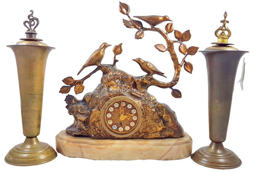 Kaminuhr bronze mit kandelaber - kaminuhr,