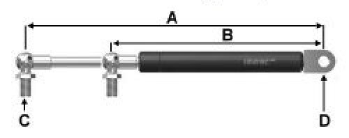 Gasfeder 600mm 2500n - 2500n, für
