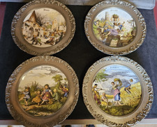 Vintage-Wandteller Seltmann Weiden Seasons aus Porzellan und Zinn, 4erSet