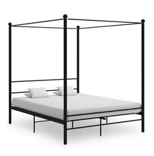 Himmelbett Rahmen 160×200 cm Schwarz Metall mit Baldachin Stange