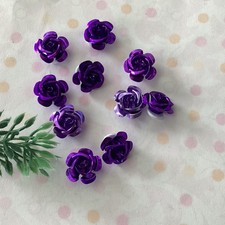 10 Rosen aus Metall in Lila - Metallrosen Deko (K53)