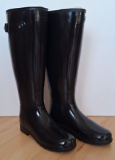 neuwertige Gummistiefel Hunter refined, weiter Schaft, schwarz, gloss, Größe 39 