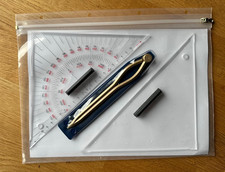 Navigationsbesteck – 2 Dreiecke, Zirkel, Tasche / SBF Binnen See / top Zustand