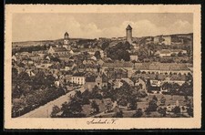 Auerbach i. V., Ortsansicht mit Turm, Ansichtskarte 