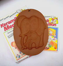 Keramik Medaillon - Elefanten mit Kind - Keramik - für Spekulatius uvm - 17x12x2