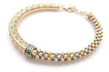 Armkette 585 Gold 14 Karat Gelbgold Tricolor bracelet Armband oro G3799/25