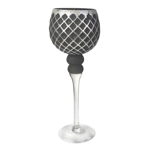 Glaskelch 35cm schwarz silber