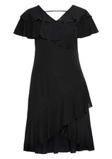 sheego Damen Carmen-Kleid Mit Volants Damenkleid Freizeit Mode Schwarz 120862