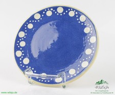 Keramik Wandteller flach Punkte Teller Blau Weiß Deko Landhausstil Bauernhaus