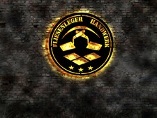 Fliesenleger Schild Reklame Zahnspachtel Fliesenschneider Knieschoner  Deko