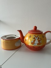 Mila Teekanne 1,2 Liter Katze Oommh in orange mit Stövchen von Jameson & Tailor