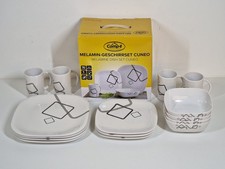 Camp4 Cuneo Geschirrset 16tlg. Camping Melamin Geschirr Outdoor Teller Weiß