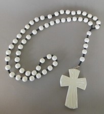 Wandrosenkranz Rosenkranz Holzperlen weiß  110 cm lang W2 Verarbeitung
