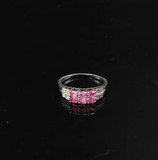 375/10kt Weißgoldring,6 rosaRubinen , 8 weiße Zirkonia ,Gr.65, guter Zustand