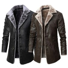 Herren Lederjacke Lang Mantel