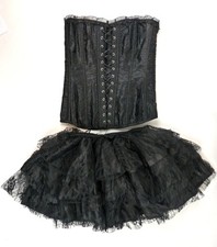 Gothic Spitze Corsage & Rock schwarz Gr. S 34/36