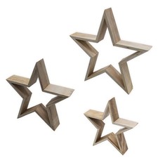 Holz Stern Aufsteller 3er Set - 29 / 20 / 15 cm - Weihnachten Tisch Deko Figur
