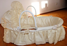 Picci Babykorb mit Verdeck Moseskörbchen Wiege Sissi ecru Italien NEU