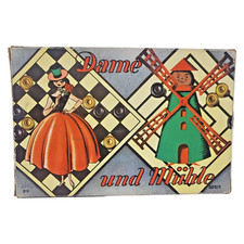 Dame und Mühle 005/1 Vintage Rar Holz BK Bayerwald Gesellschaftsspiel Brettspiel