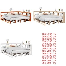 Massivholzbett mit Regal