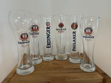 6 Weizenbiergläser Sammlung Paulaner (1x mit Beleuchtung selten) und Erdinger 