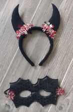 Teufel Fledermaus Maske Hörner Ohren Kostüm Fasching Karneval 