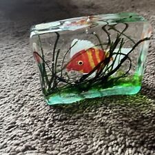 Murano Aquarium Glass Block Beautiful Fish 