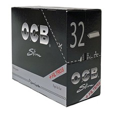 OCB Schwarz Premium Long Slim + Tips 32 x 32 Blatt + Tips Long Papers Blättchen