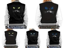 Damen College Jacke - College Jacke Katzen Motiv - Katzenaugen - Katzenmotiv 