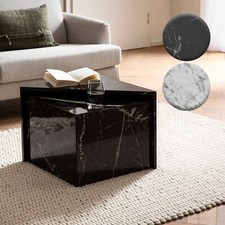 Couchtisch FineBuy Sofatisch MONOBLOC 2er Set Hochglanz Marmor Optik Dreieckig