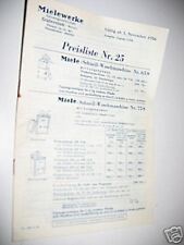 Miele Preisliste Nr.5 Mielewerke Gütersloh Ausgabe 1956