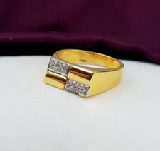 Hochglanz 22K Gold Ring Massiv Täglicher Gebrauch Unisex Ring Luxus Design CZ...