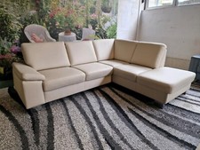 Polinova Ecksofa Sambia N2744 Echtleder Torro ecru, Federkern, Echtrücken