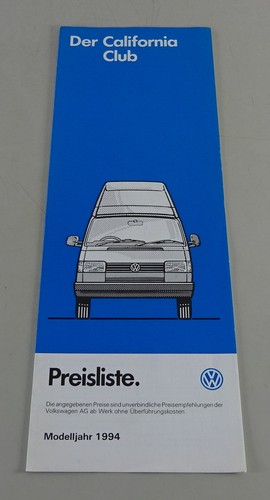 Preisliste wohnmobil - preisliste, vw