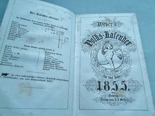 Weber's Volkskalender 1855 Kalender Politik Militär Technik  Natur Kunst Handel