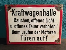Altes Emailschild 30x21cm Emaille „Kraftwagenhalle“ Oldtimer LKW Schrauber