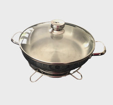 Berndes Große Servier Schale mit Stövchen  Edelstahl Auflaufform mit Glasdeckel