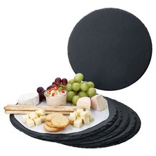 6x Schieferplatten rund Ø30cm Untersetzer Pizza-Teller Servier-Platte Schiefer