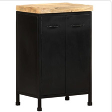 Sideboard Mangoholz Industrial 47x35x76 cm Schrank rustikal Metallgestell