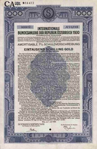 österreich bundesanleihe 1930 - Österreich,