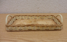 Kleines Tablett Serviertablett Pressholz Rattan Kunststoff Vintage