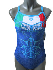 Arena Damen Badeanzug W OG Challenge Back One Piece Blau-Multi Gr 36 , 38 , 40
