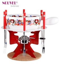 Käsefondue-Set 6 Pers. Nouvel  Swiss  Mini Fonduebar Swiss Blumenwiese II. Wahl