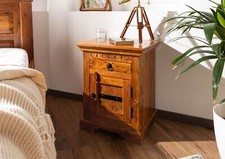 Nachtkommode Nachtschrank Boxspringbett 45x40 Akazie Holz massiv braun kolonial