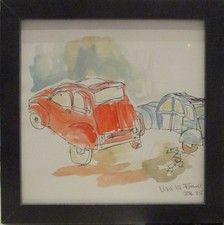 2CV Enten Original Zeichnung