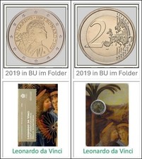 2019 San Marino 2 Euro - Leonardo da Vinci in BU im Folder und Coincard