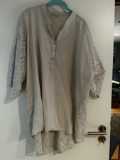 Bluse Beige Mit Lochstickerei Italy Style