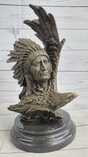 Indianer Kunst Indianer Chief Südwesten Bronze Büste Skulptur Statue Sale