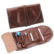 Rindsleder Rauchen Tabak Pfeife Etui Tasche Für 2 Rohre Manipulation Filter